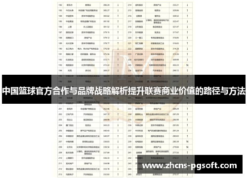 中国篮球官方合作与品牌战略解析提升联赛商业价值的路径与方法