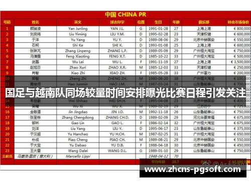 国足与越南队同场较量时间安排曝光比赛日程引发关注